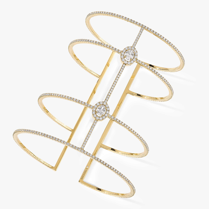 Glam'Azone Skinny 4 Rangs Pavée Für sie Diamant Armband Gelbgold 05694-YG