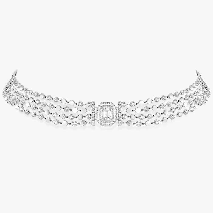 Collier Femme Or Blanc Diamant Collier D-Vibes Multi Rangs 12434-WG