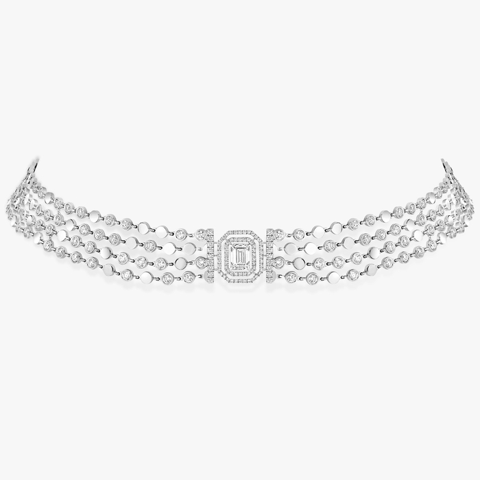 Collar Mujer Oro blanco Diamante Collar D-Vibes Multicadenas 12434-WG