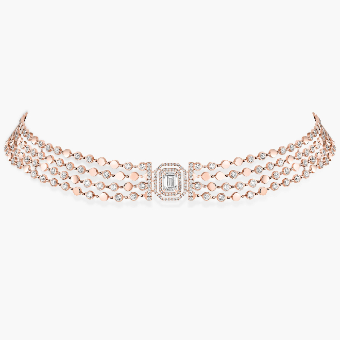D-Vibes Multi-Row Necklace Pink Gold For Her Diamond Necklace 12434-PG