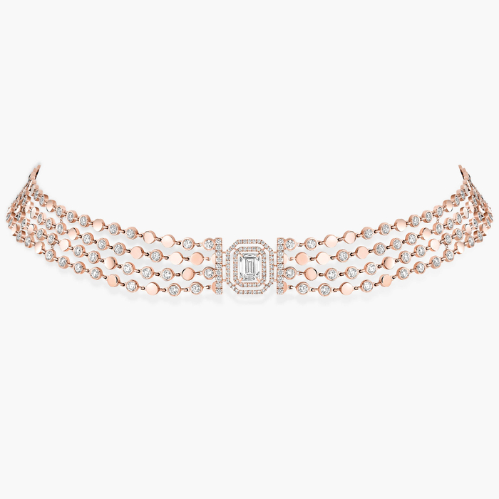 D-Vibes Multi-Row Necklace Pink Gold For Her Diamond Necklace 12434-PG