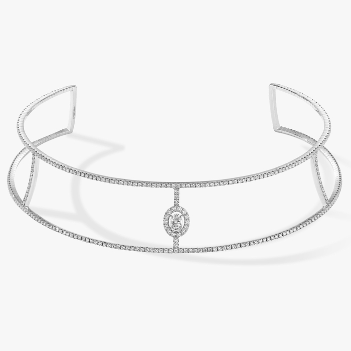 Collar Mujer Oro blanco Diamante Glam'Azone Skinny con Pavé 05746-WG