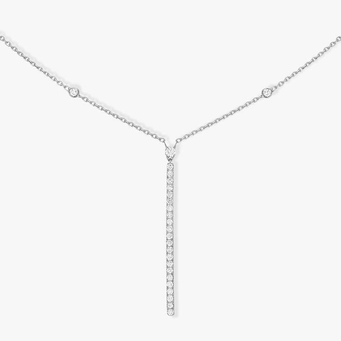 Collier Femme Or Blanc Diamant Gatsby Barrette Verticale 05448-WG