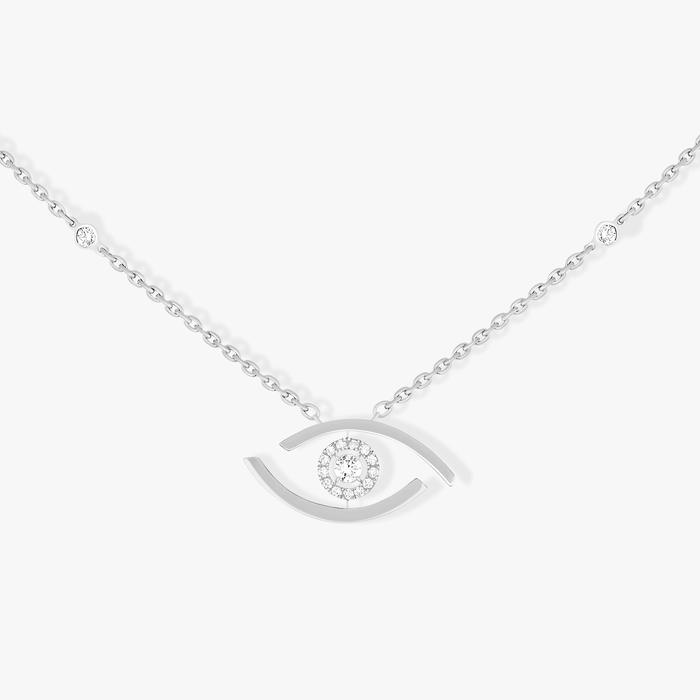 Collier Femme Or Blanc Diamant Lucky Eye 07524-WG