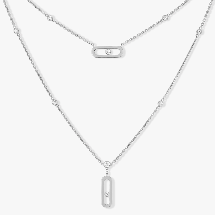 Move Uno 2 Rows  White Gold For Her Diamond Necklace 08852-WG