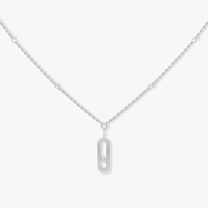 Collier Femme Or Blanc Diamant Long Move Uno 10111-WG