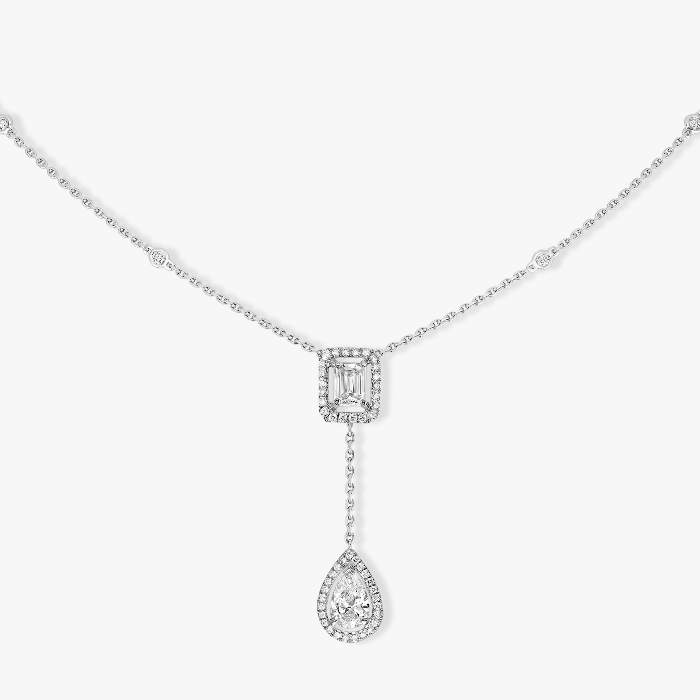 Collier Femme Or Blanc Diamant My Twin Cravate 0,40ct x2 06779-WG