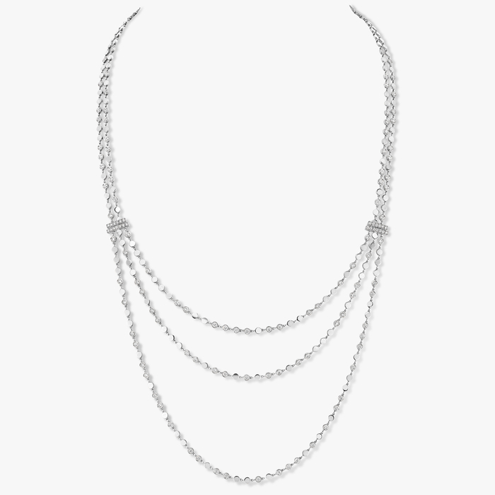 Collar Mujer Oro blanco Diamante Collar largo D-Vibes Multicadenas 12435-WG