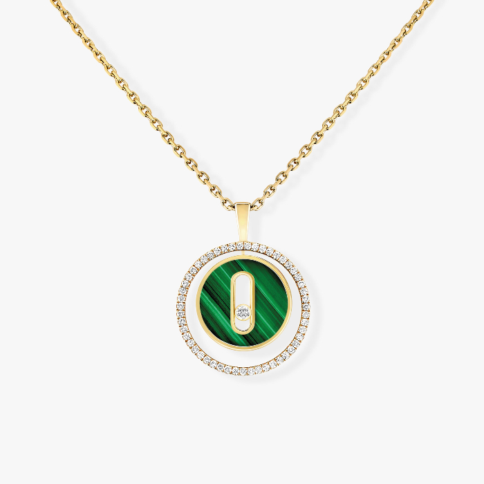 Lucky Move SM Malachite Necklace Yellow Gold For Her Diamond Necklace 11585-YG