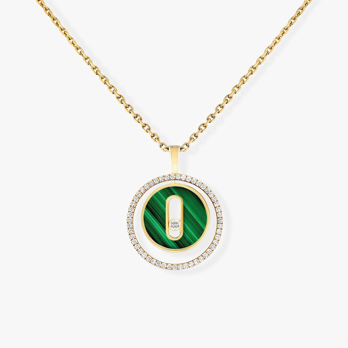 Necklace For Her Yellow Gold Diamond Lucky Move SM Malachite Necklace 11585-YG