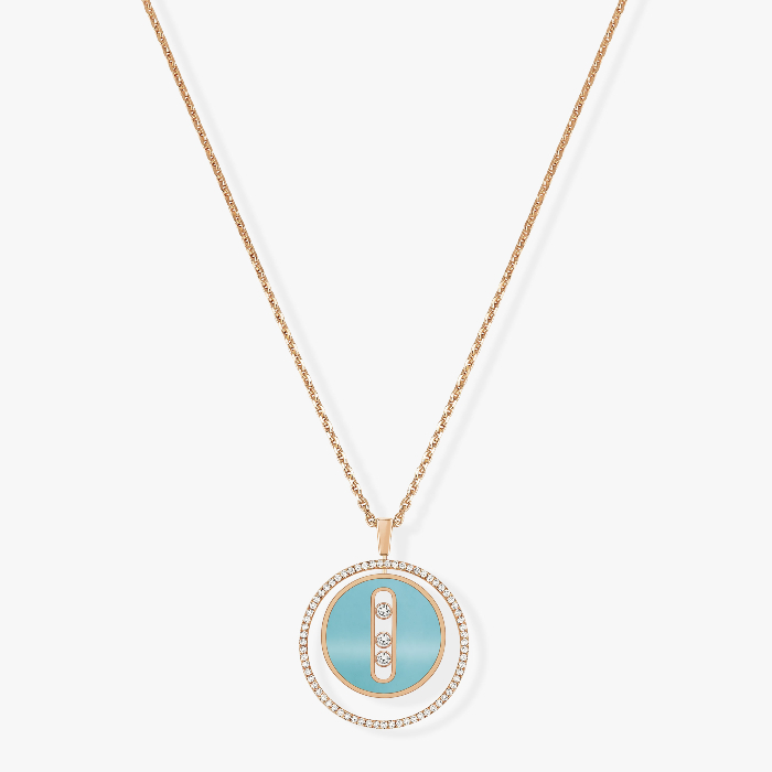 Lucky Move MM Turquoise Pink Gold For Her Diamond Necklace 10836-PG