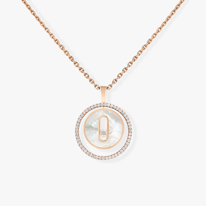 White Mother-of-pearl Lucky Move SM Necklace Pink Gold For Her Diamond Necklace 11650-PG