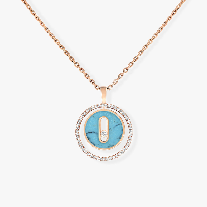 Necklace For Her Pink Gold Diamond Turquoise Lucky Move SM Necklace 11649-PG