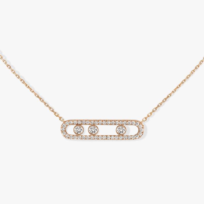 Collier Femme Or Rose Diamant Move Pavé 03994-PG