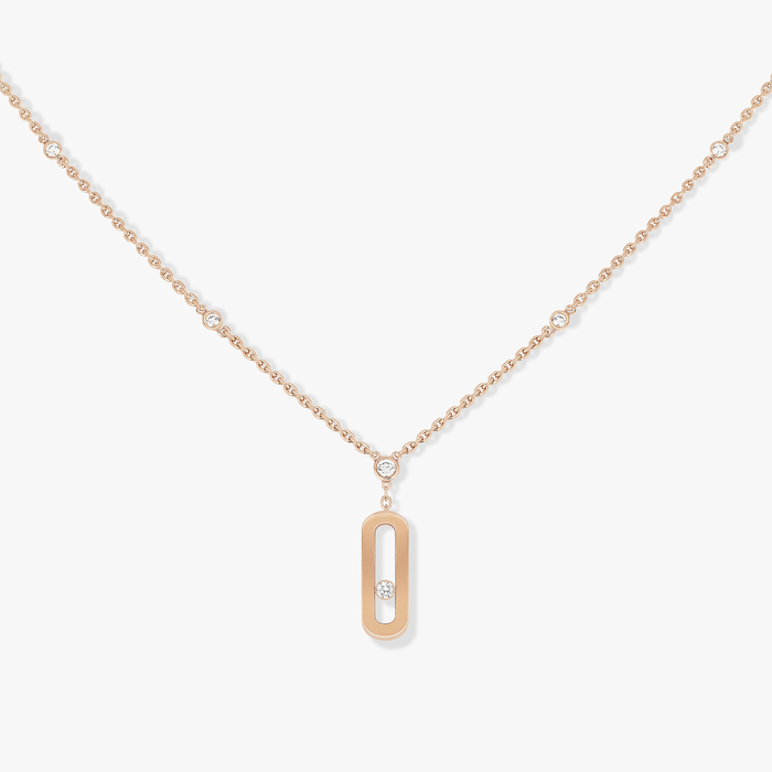 Move Uno Long Necklace  Pink Gold For Her Diamond Necklace 10111-PG