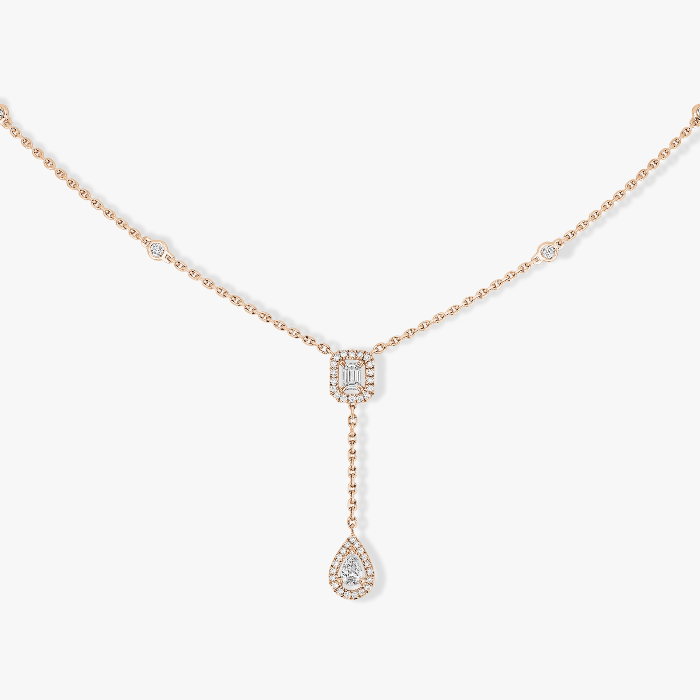 My Twin Tie 0.10ct x2 Pink Gold For Her Diamond Necklace 06693-PG