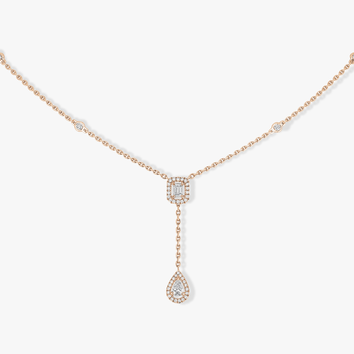 Necklace For Her Pink Gold Diamond My Twin Tie 0.10ct x2 06693-PG