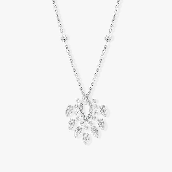 Collier Femme Or Blanc Diamant Pendentif Desert Bloom 07359-WG