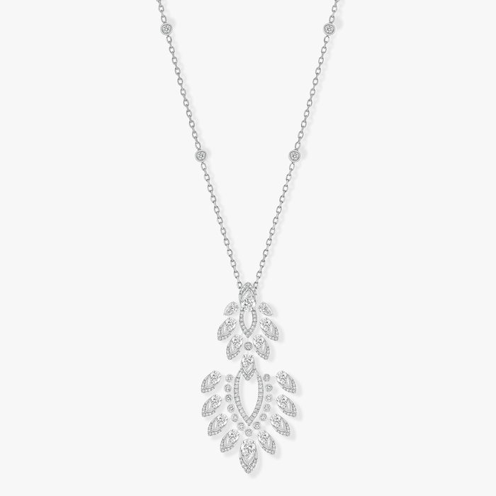 Necklace For Her White Gold Diamond Desert Bloom Long Necklace 07358-WG