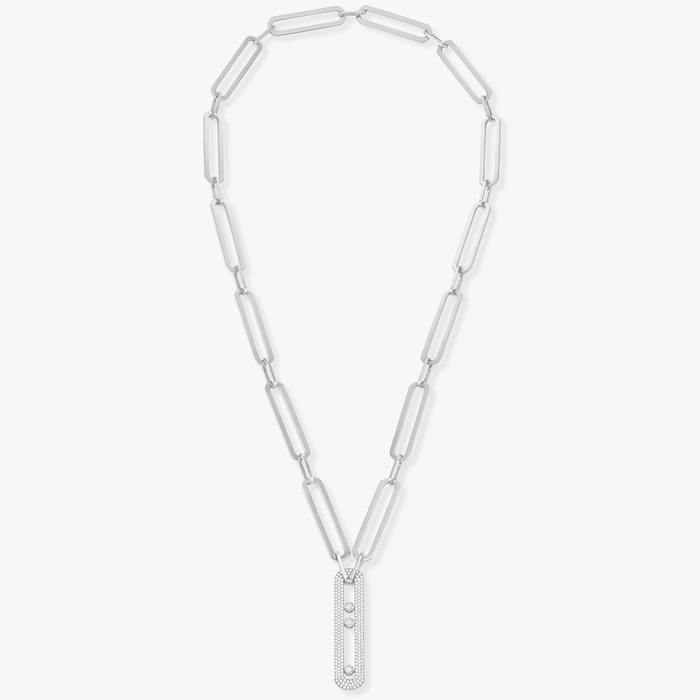 Collier Femme Or Blanc Diamant Sautoir Move 10th Anniversary XL 06768-WG