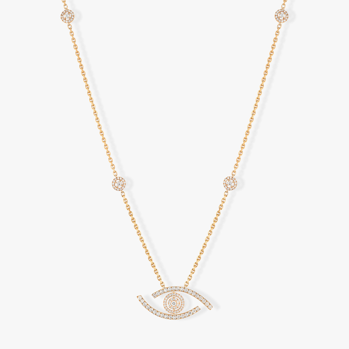 Collier Femme Or Jaune Diamant Sautoir Lucky Eye Pavé 11570-YG