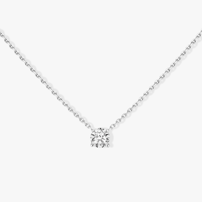 Collier Femme Or Blanc Diamant Solitaire Brillant 0,25ct G/VS 08647-WG