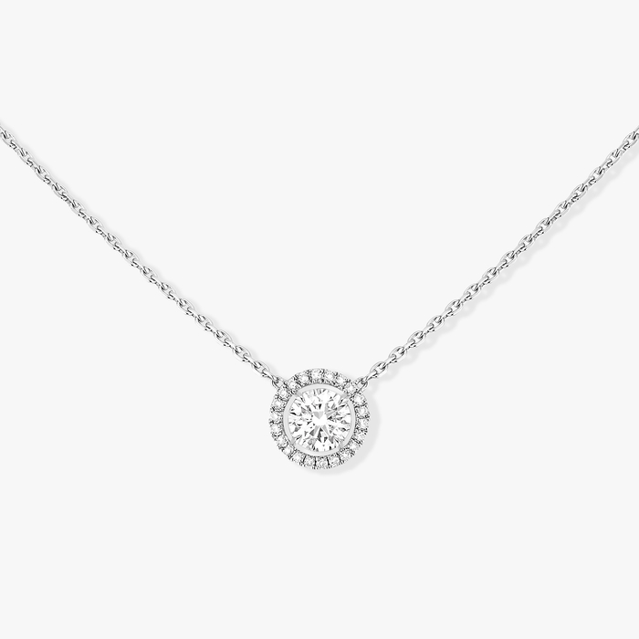 Collier Femme Or Blanc Diamant Solitaire M-Love Brillant 08611-WG