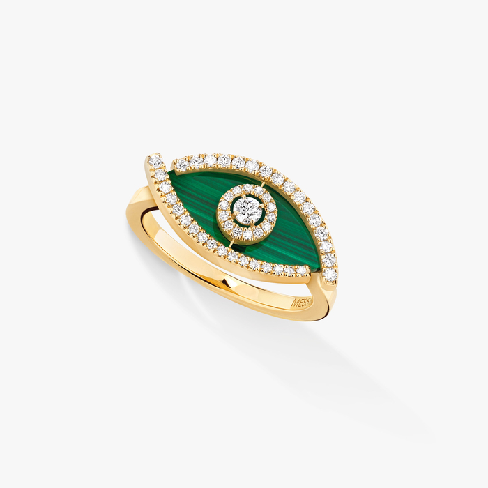 Bague Femme Or Jaune Diamant Lucky Eye Malachite 12954-YG