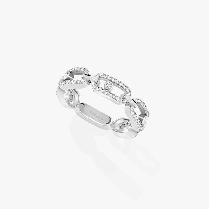 Bague Femme Or Blanc Diamant Move Link Multi Pavée 12012-WG