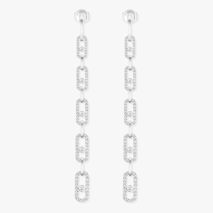 Boucles d'oreilles Femme Or Blanc Diamant Pendantes Move Link Multi 12011-WG