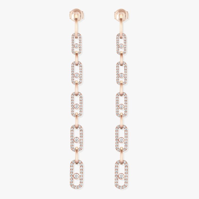 Move Link Multi Pendant Earrings Pink Gold For Her Diamond Earrings 12011-PG