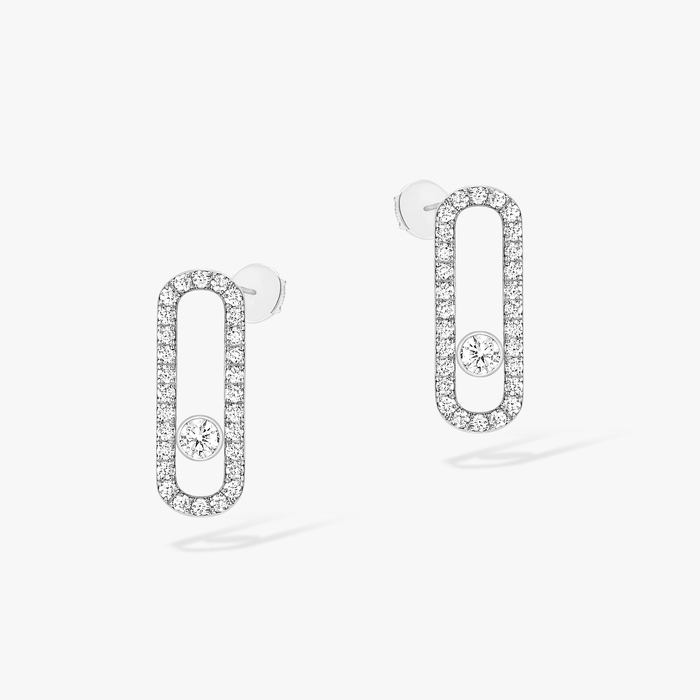 Boucles d'oreilles Femme Or Blanc Diamant Move Uno Pavées 12183-WG