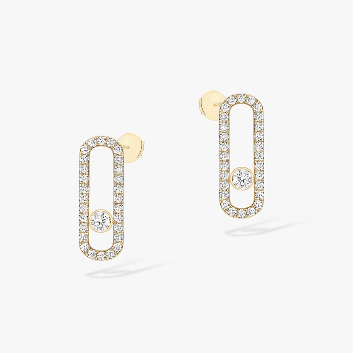 Boucles d'oreilles Femme Or Jaune Diamant Move Uno Pavées 12183-YG