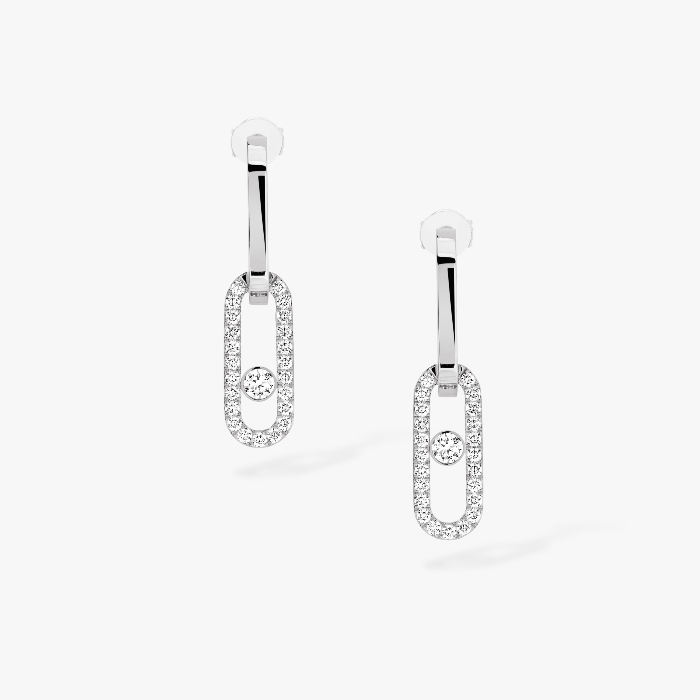 Boucles d'oreilles Femme Or Blanc Diamant Move Link 12469-WG
