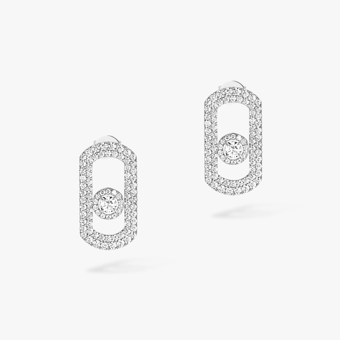 Boucles d'oreilles Femme Or Blanc Diamant So Move Pavées 12931-WG