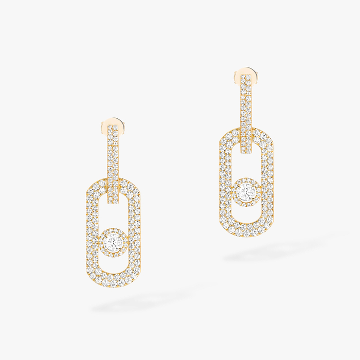 Boucles d'oreilles Femme Or Jaune Diamant Pendantes So Move XL Pavées 13123-YG