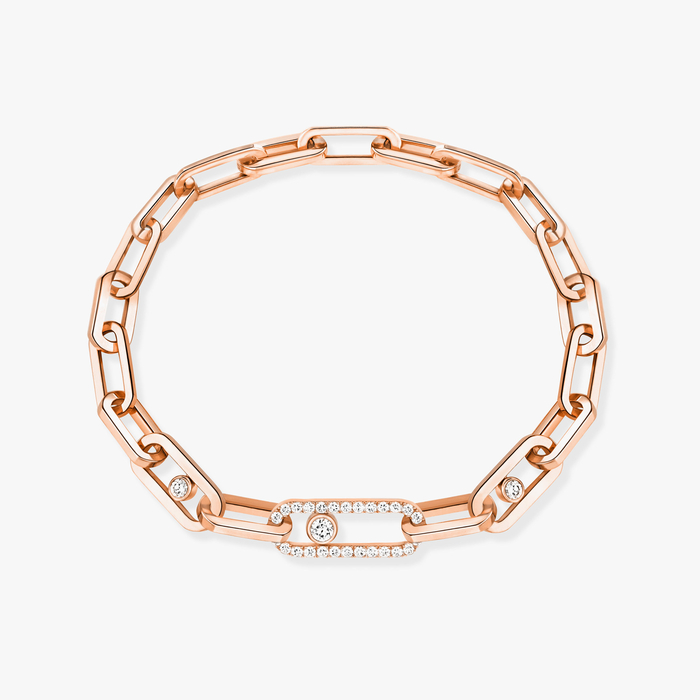 Bracelet For Her Pink Gold Diamond Move Link 12576-PG