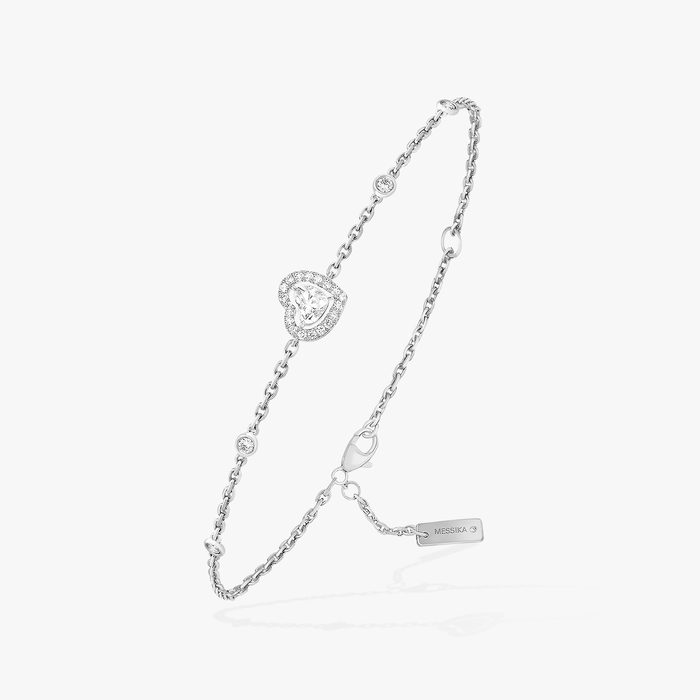 Bracelet Femme Or Blanc Diamant Bracelet Joy diamant cœur 0,15ct 12069-WG