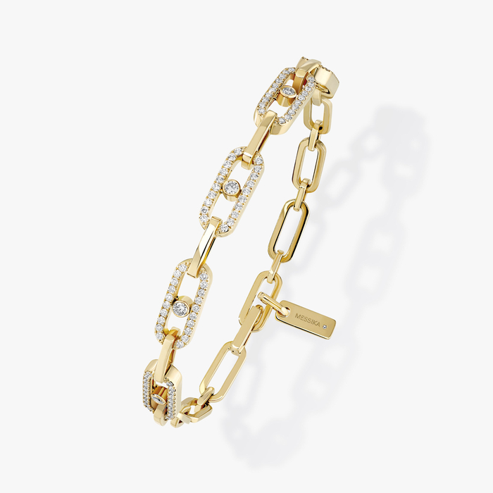 Bracelet For Her Yellow Gold Diamond Move Link Multi 12187-YG