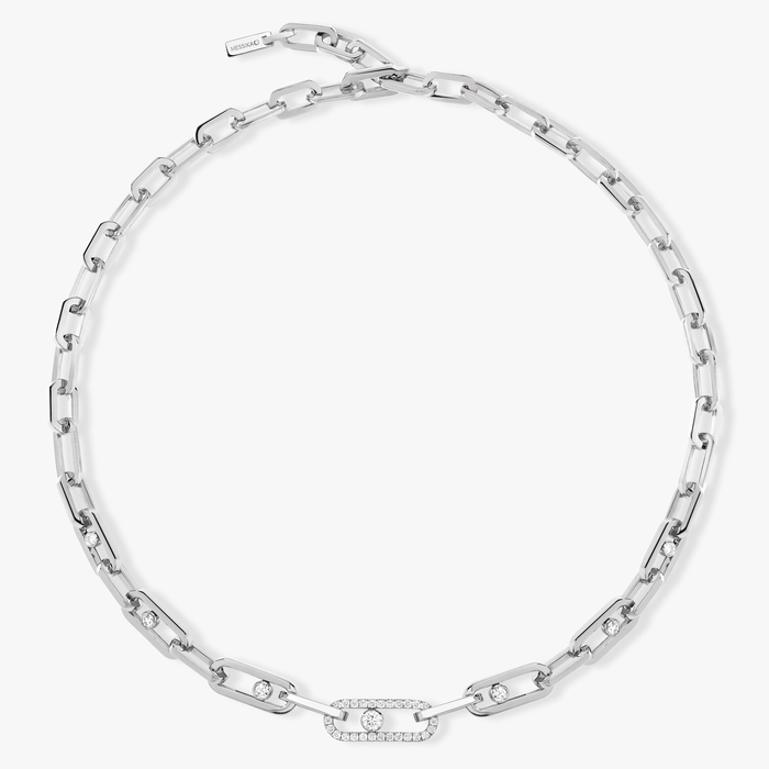 Necklace For Her White Gold Diamond Move Link 12853-WG