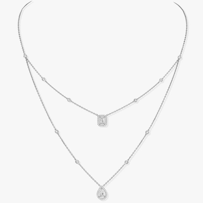 Collier Femme Or Blanc Diamant My Twin 2 Rangs 0,40ct x2 12966-WG