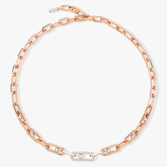 Necklace For Her Pink Gold Diamond Move Link 12853-PG