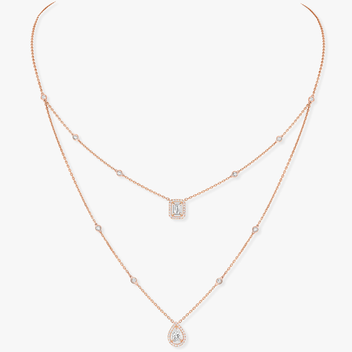 Necklace For Her Pink Gold Diamond My Twin 2-Row 0.40 ct x 2 12966-PG