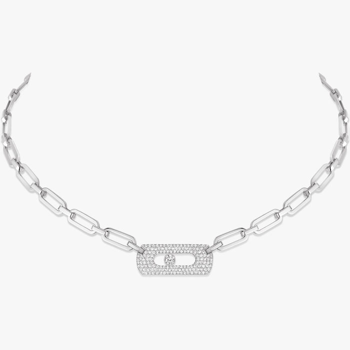 Collier Femme Or Blanc Diamant Collier Chaîne My Move 12095-WG