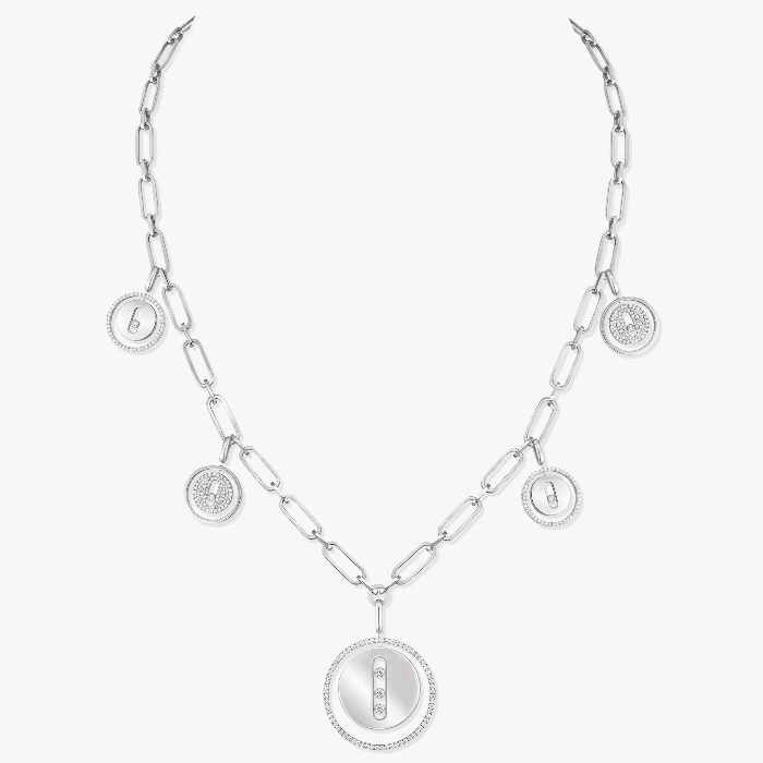 Collier Femme Or Blanc Diamant Lucky Move Charms 11728-WG