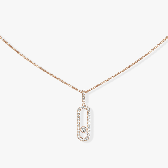 Collier Femme Or Rose Diamant Move Uno GM Pavé 12058-PG