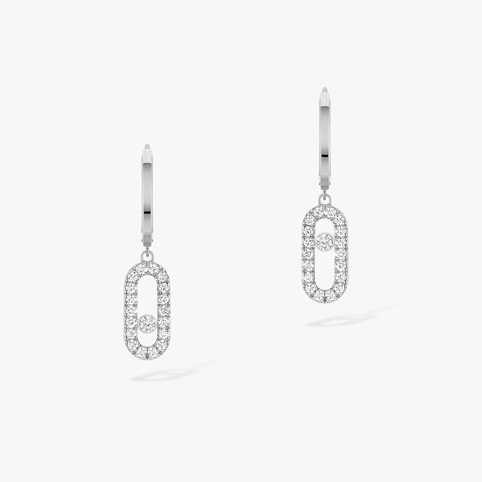 Pendiente Mujer Oro blanco Diamante Pendientes de aro Move uno 12037-WG