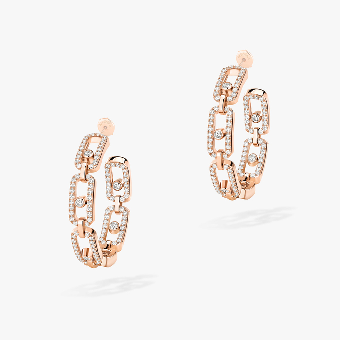 Move Link SM Hoop Earrings Pink Gold For Her Diamond Earrings 12716-PG