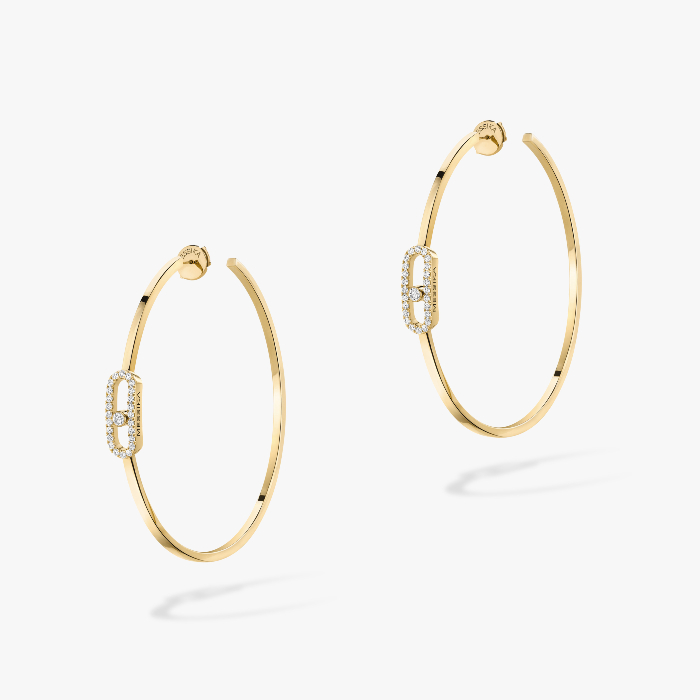 Move Uno Large Hoop Earrings Yellow Gold For Her Diamond Earrings 12468-YG