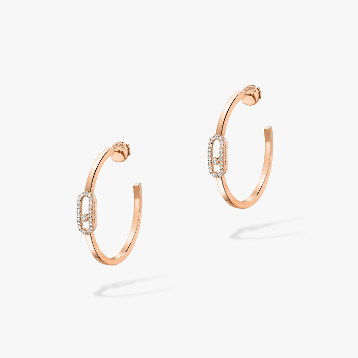 Move Uno Small Hoop Earrings Pink Gold For Her Diamond Earrings 12485-PG